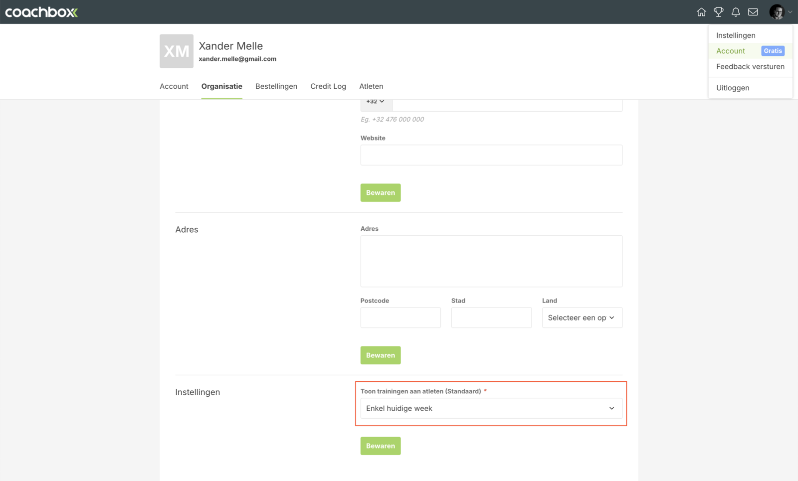 Zichtbaarheid van geplande trainingen